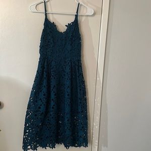 Teal blue midi dress